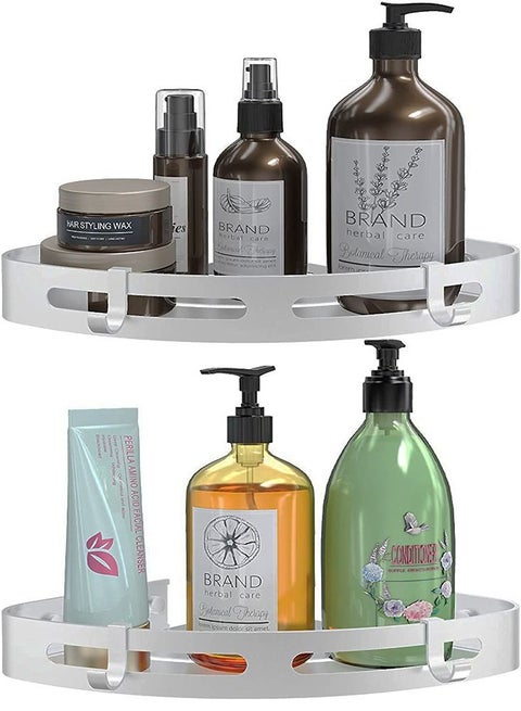 2-Piece Shower Caddy Adhesive Bathroom Corner Shelves Silver