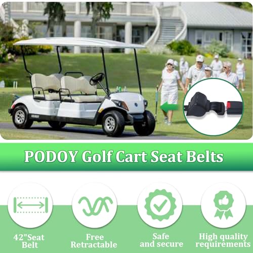 Podoy Upgraded Golf Cart Seat Belts Kit Universal Retractable for Golf Carts Compatible with E-ZGO TXT & RXV Club Car DS 42" Seat Belts kit (Set of 2) - Image 3