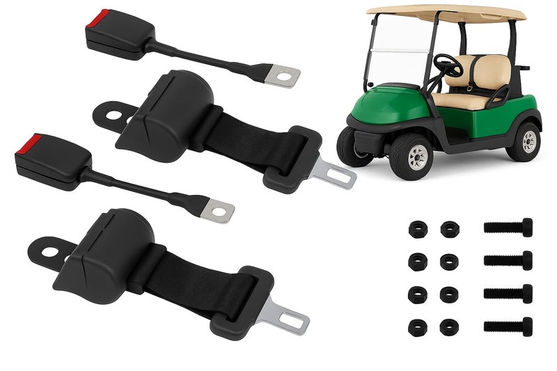 Podoy Upgraded Golf Cart Seat Belts Kit Universal Retractable for Golf Carts Compatible with E-ZGO TXT & RXV Club Car DS 42" Seat Belts kit (Set of 2) - Image 1
