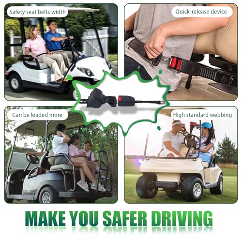 Podoy Upgraded Golf Cart Seat Belts Kit Universal Retractable for Golf Carts Compatible with E-ZGO TXT & RXV Club Car DS 42" Seat Belts kit (Set of 2) - Image 2