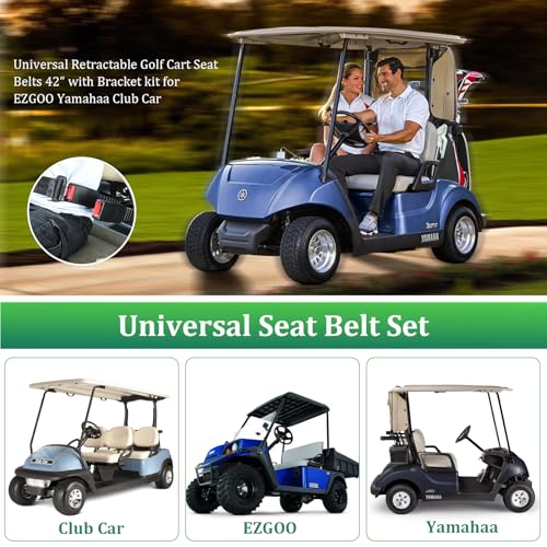 Podoy Upgraded Golf Cart Seat Belts Kit Universal Retractable for Golf Carts Compatible with E-ZGO TXT & RXV Club Car DS 42" Seat Belts kit (Set of 2) - Image 5