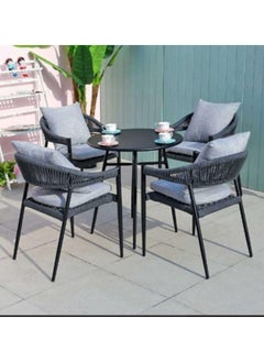 Sampa Rattan Sampa Outdoor Dining Set – 4 Chairs & Table for Garden or Balcony, Grey Finish  - Image 1