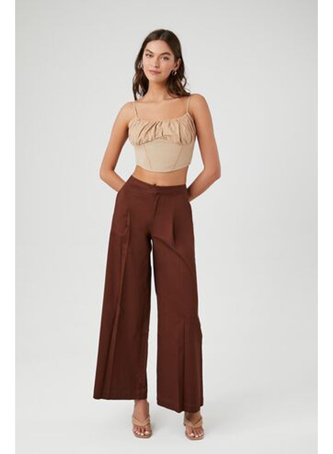 FOREVER 21 Pleated Satin Wide-Leg Pants - Image 1
