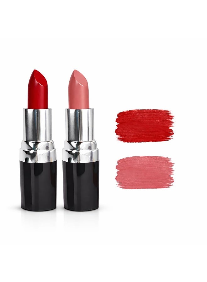 Barva Natural & Moisturising Lipstick Pack of 2 (Rose Damask 225 & Glory 415) | With Clarified Butter & Kokum Butter | Mineral Colour Lipstick Set 4.3g Each - Image 1