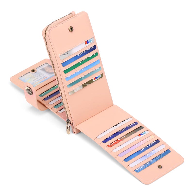 SENDEFN Womens Leather Wallet RFID Blocking Credit Card Holder Large Capacity with Zipper Pocket - Image 2