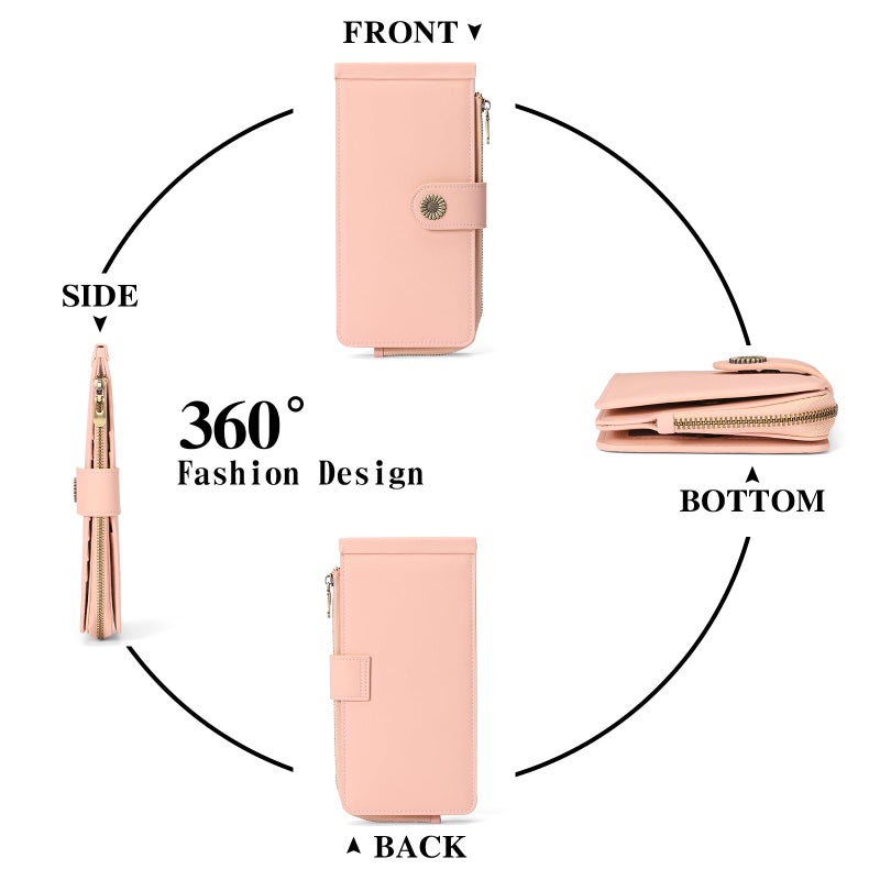 SENDEFN Womens Leather Wallet RFID Blocking Credit Card Holder Large Capacity with Zipper Pocket - Image 5