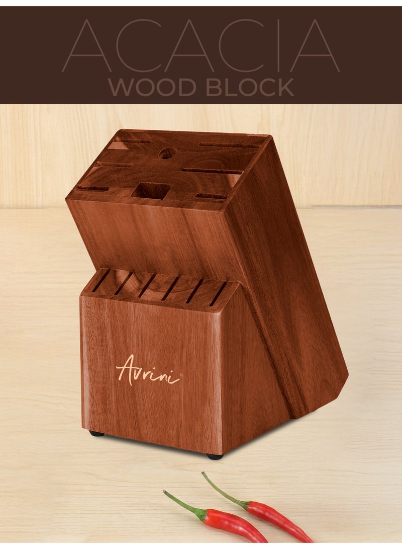 افريني طقم سكاكين للمطبخ مع لوح تقطيع، طقم سكاكين مطبخ مكون من 15 قطعة، طقم سكاكين طهاة فائق الحدة للمطبخ، طقم سكاكين من الفولاذ المقاوم للصدأ عالي الكربون مع حامل ومبراة - Image 3