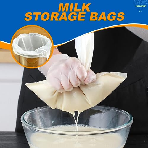 FreshDcart Muslin Cloth for Hung Curd | Pack of 3 Cotton Muslin Cloth Bag for Paneer, Curd, Sprouts, Juice, and Nut Milk Bags | Reusable Filter Cloth & Strainer for Kitchen Use - Image 2