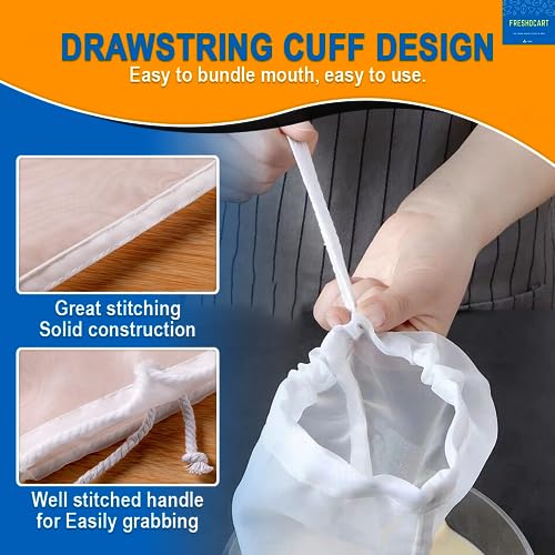 FreshDcart Muslin Cloth for Hung Curd | Pack of 3 Cotton Muslin Cloth Bag for Paneer, Curd, Sprouts, Juice, and Nut Milk Bags | Reusable Filter Cloth & Strainer for Kitchen Use - Image 4