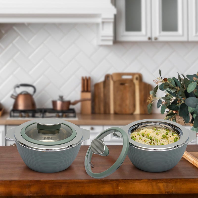 JAYPEE JAYPEE WAVELOCK Ultra Inner Stainless Steel Casserole Twin Set of 2, 1000ml, BPA Free Insulated Casserole Set |Sabji Container |Small Chapati Box |Food Grade Serving Set, Blue  - Image 2