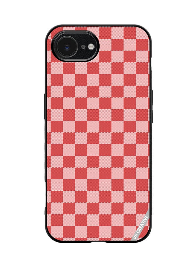 Protective Case Cover For Apple iPhone 16e Red Checkerboard Abstract Textured Checkers Design Multicolour