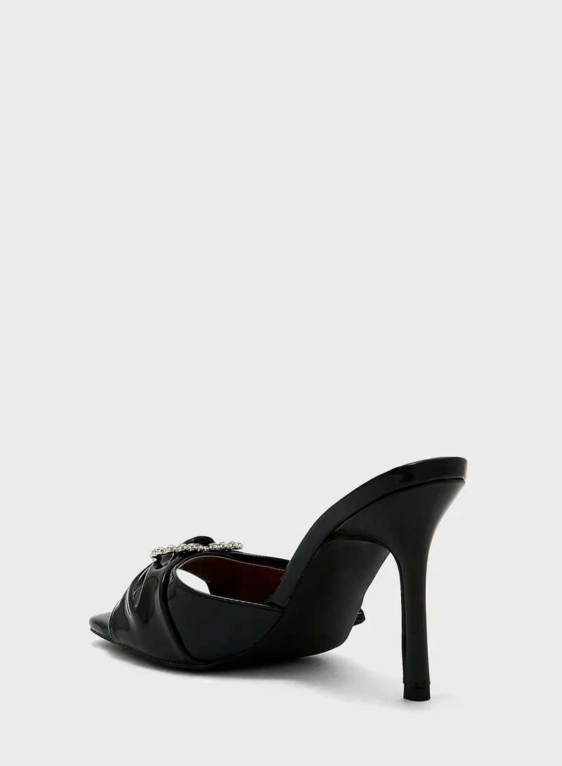 Ginger Patent Jewelled Strap  High Heel Mule