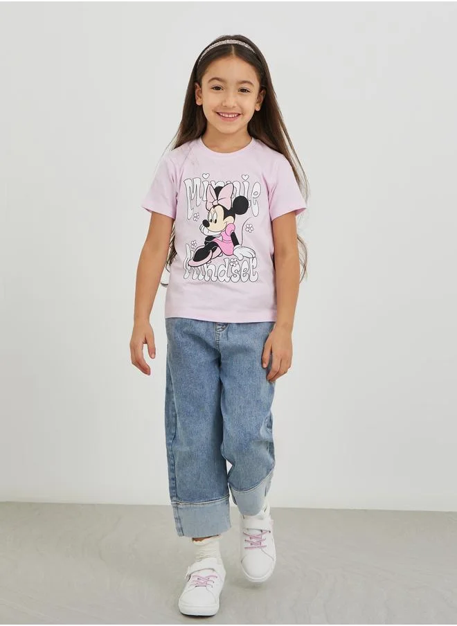Styli Styli Girls Minnie Mouse Print Short Sleeve Oversized T-Shirt