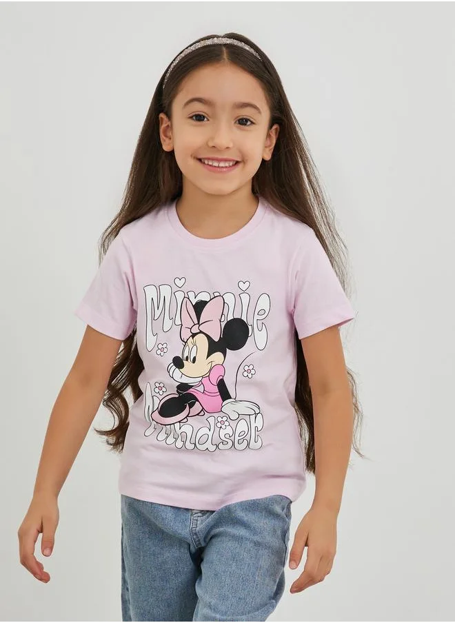 Styli Styli Girls Minnie Mouse Print Short Sleeve Oversized T-Shirt