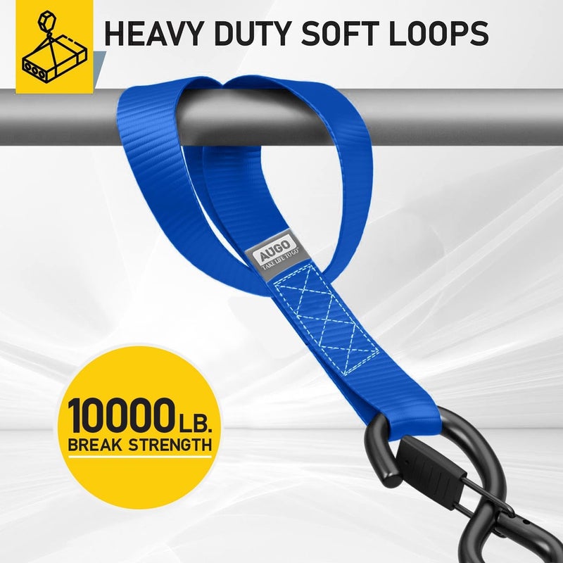 AUGO Heavy Duty Soft Loops –Pack of 6-1.5” x 17” Tie Down Anchor Straps for Use w/Ratchet Strap Hooks – 3000Lb Load Capacity & 10,000Lb Break Strength – Great for Motorcycle, Bike, Roof Rack, Etc. - Image 2
