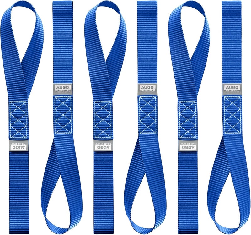 AUGO Heavy Duty Soft Loops –Pack of 6-1.5” x 17” Tie Down Anchor Straps for Use w/Ratchet Strap Hooks – 3000Lb Load Capacity & 10,000Lb Break Strength – Great for Motorcycle, Bike, Roof Rack, Etc. - Image 1
