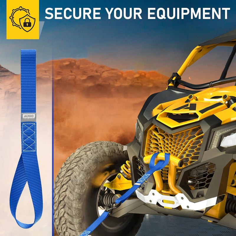 AUGO Heavy Duty Soft Loops –Pack of 6-1.5” x 17” Tie Down Anchor Straps for Use w/Ratchet Strap Hooks – 3000Lb Load Capacity & 10,000Lb Break Strength – Great for Motorcycle, Bike, Roof Rack, Etc. - Image 5