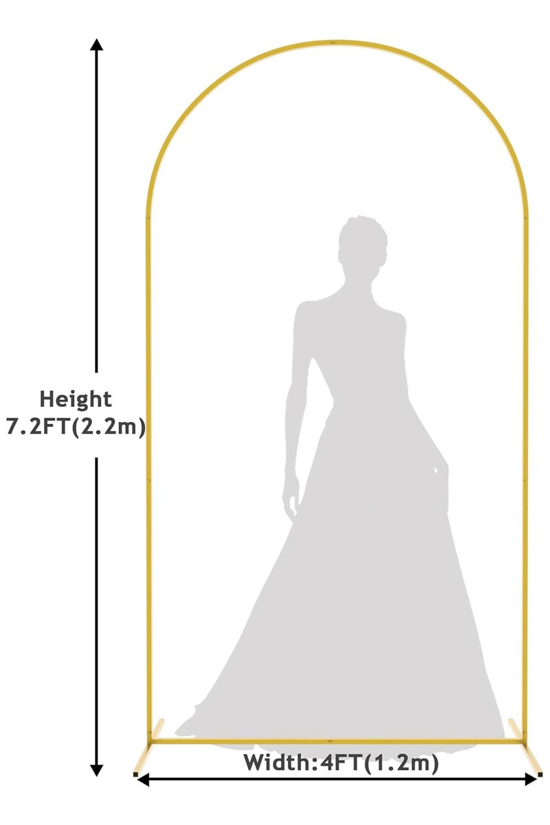 HW 7.2FT Metal Wedding Arch Stand Gold Square Arched Frame - Image 2