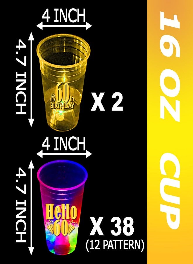 mishunyus 60th Birthday Party Cups 40 Pack - Plastic Drinking Cups with Gold Foil Prints, Table Decorations Centerpiece Supplies for 60 Year Old Anniversary (16 oz) - Image 3