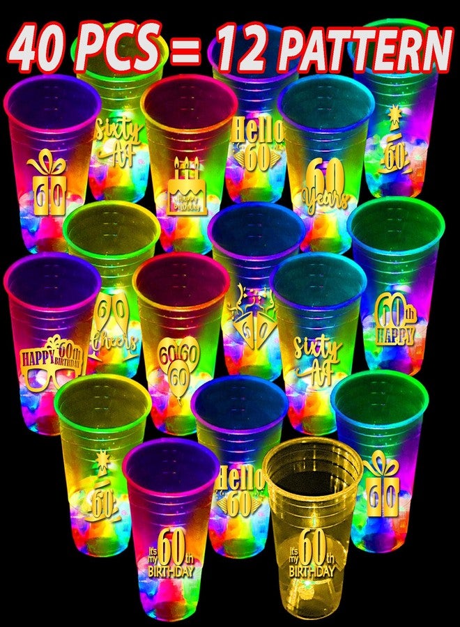mishunyus 60th Birthday Party Cups 40 Pack - Plastic Drinking Cups with Gold Foil Prints, Table Decorations Centerpiece Supplies for 60 Year Old Anniversary (16 oz) - Image 5
