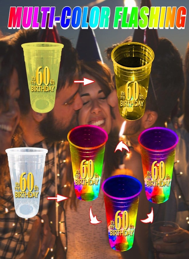 mishunyus 60th Birthday Party Cups 40 Pack - Plastic Drinking Cups with Gold Foil Prints, Table Decorations Centerpiece Supplies for 60 Year Old Anniversary (16 oz) - Image 4