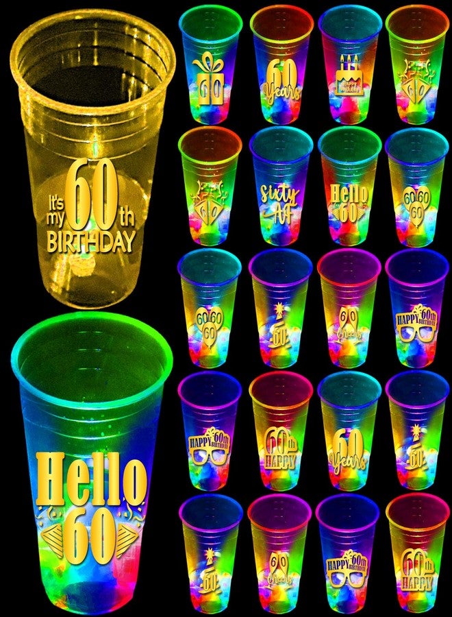 mishunyus 60th Birthday Party Cups 40 Pack - Plastic Drinking Cups with Gold Foil Prints, Table Decorations Centerpiece Supplies for 60 Year Old Anniversary (16 oz) - Image 1
