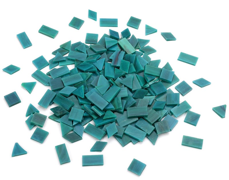 Lanyani 200 Mixed Color Glass Mosaic Tiles - 4 Shapes, Tiffany Stained Glass Pieces for Crafts, Turquoise - Image 5