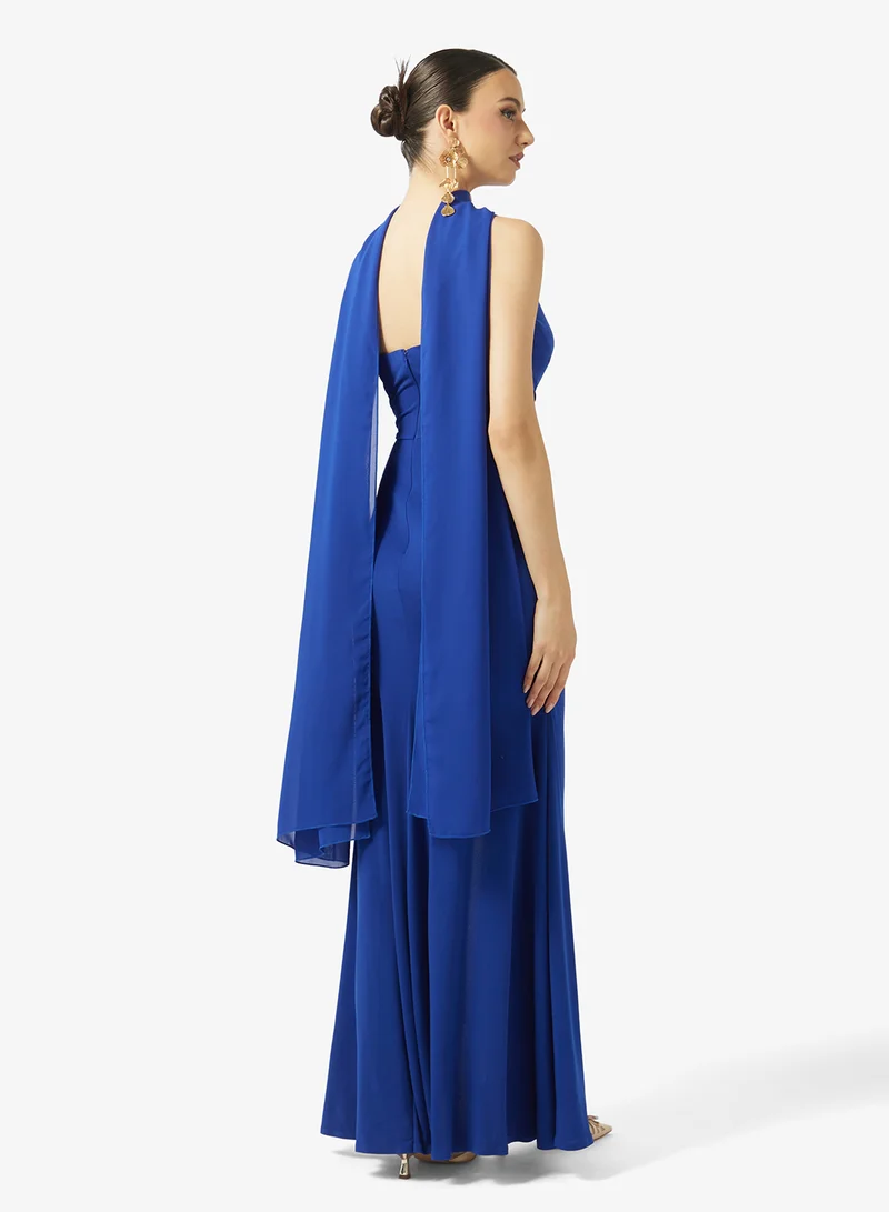 رينيه Sweetheart Neck Draped Slit Dress