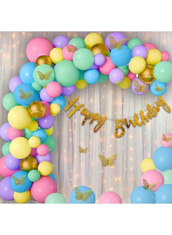 Party Propz Party Propz Rainbow Theme Birthday Decorations - 81Pcs Butterfly Decoration Items, Golden Happy Birthday Banner, Birthday Decoration kit for Girls (Cardstock) - Image 1