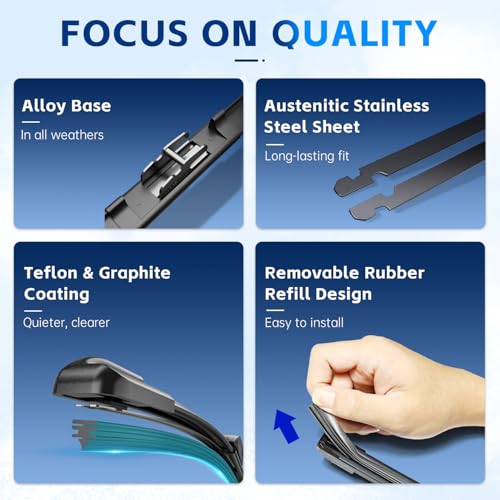 DYNOELS Windshield Wipers blades, 24'' + 19'' Wiper Blades Fit for Nissan Armada 2017-2025/ Infiniti QX30 2014-2019, QX80 2014-2024 All-season Automotive Replacement Windshield Wiper Blades (Set of 2) - Image 5
