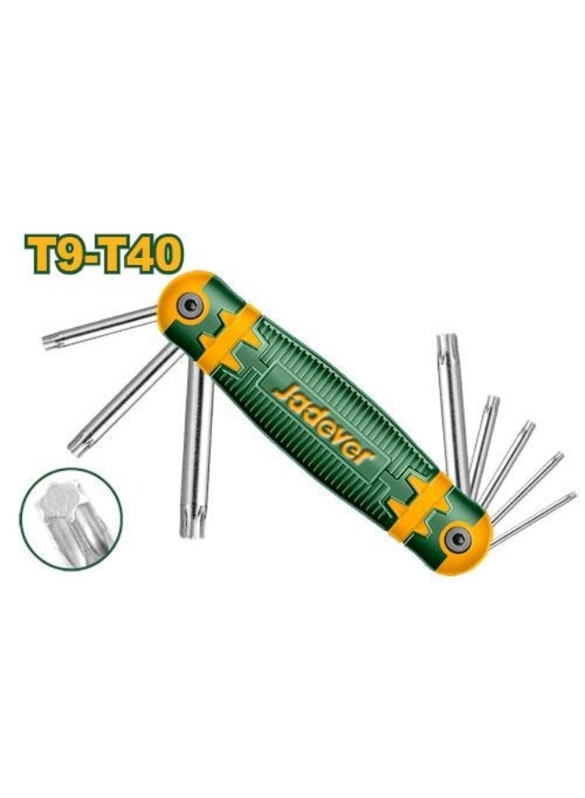 Jadever Jadever JDHK3281 Folding Torx Screwdriver Set – 8pcs T9 to T40 – Compact & Durable Hand Tool
