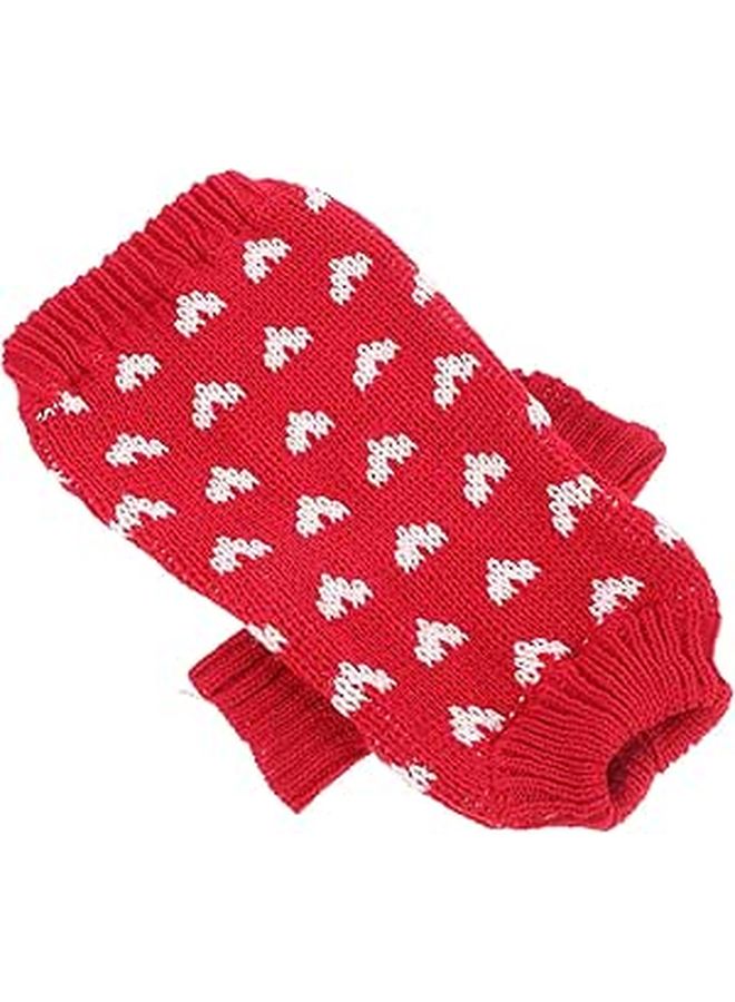 Valentines Day Dog Sweater Heart Pattern Knitted Acrylic Warm Round Collar Winter Outfit - Image 1