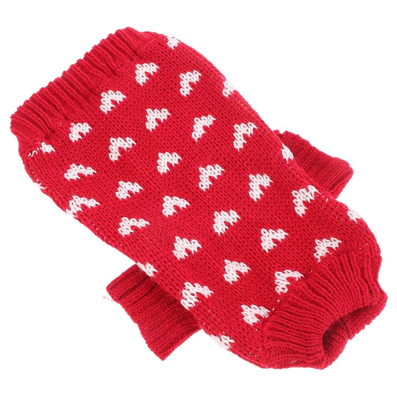 Valentines Day Dog Sweater Heart Pattern Knitted Acrylic Warm Round Collar Winter Outfit - Image 2
