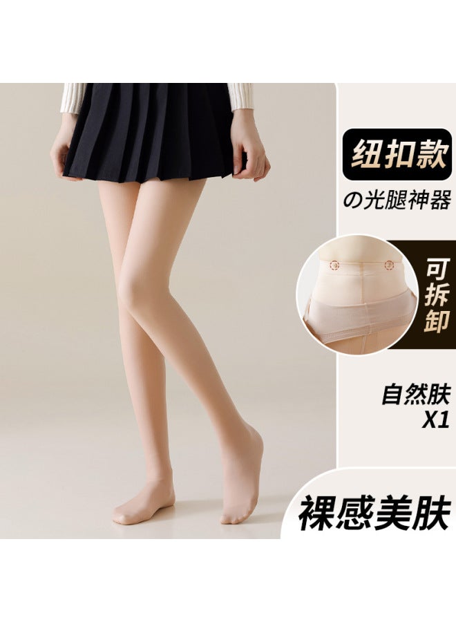 Button Light Leg Artifact Autumn And Winter Women's Silk Stockings Supernatural Detachable Replacement Double Layer Fleece-lined Base Pantyhose