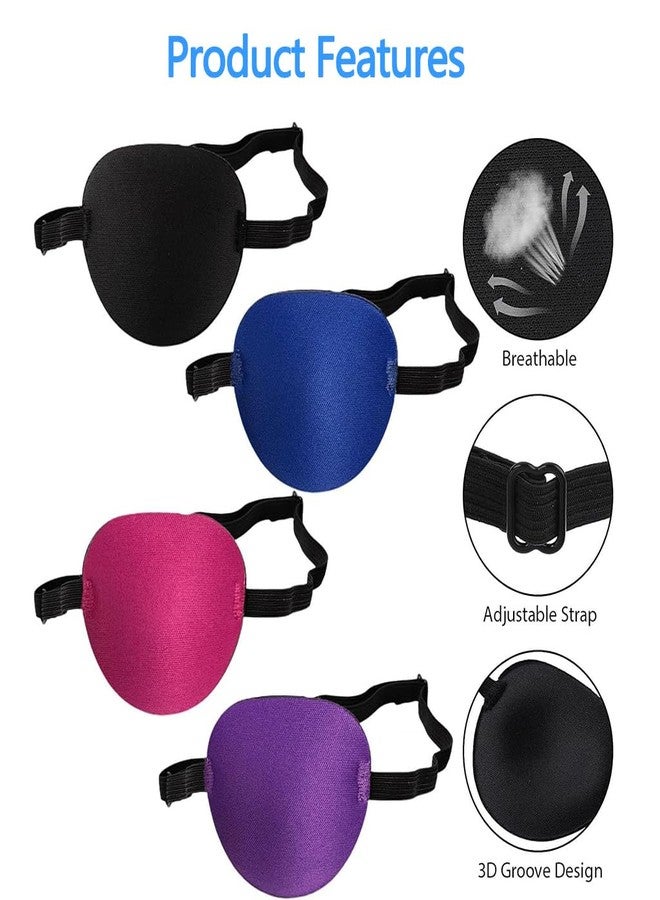 Zibuyu® 4PC One-Eye Mask for Lazy Eye, Comfort and Soft Eye Patch for Kids Adults with Adjustment Buckle Reusable for Halloween Christmas Pirate Theme - Image 3
