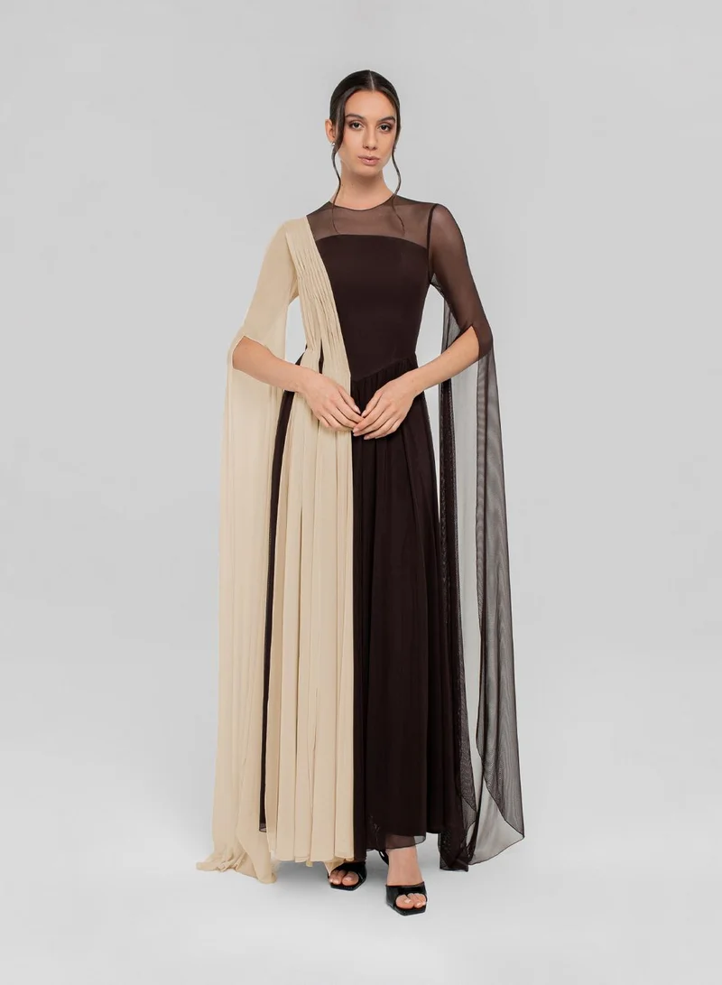 CHASE Colorblock Mesh Detailed Maxi Dress
