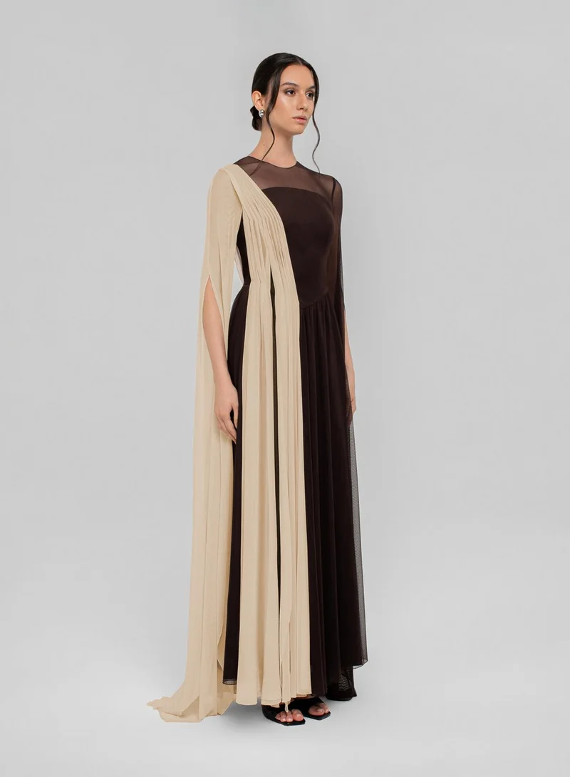 CHASE  Colorblock Mesh Detailed Maxi Dress for Women | Best Price UAE