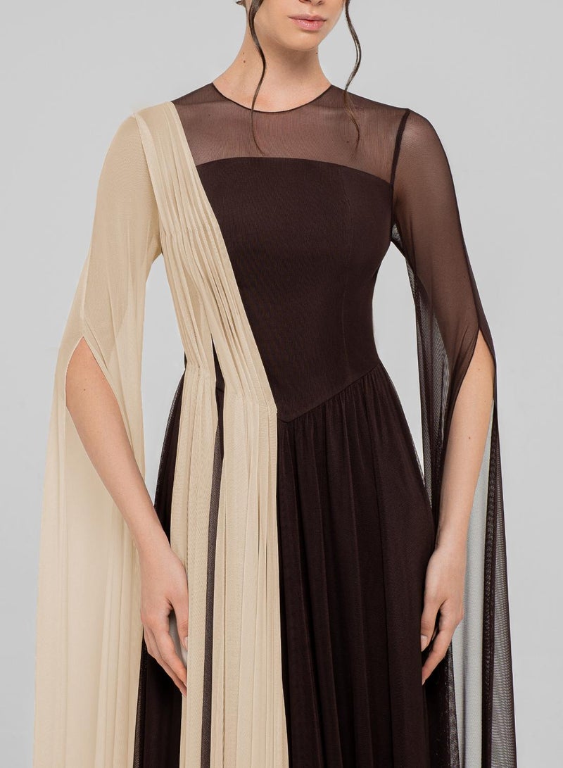 CHASE Colorblock Mesh Detailed Maxi Dress - Image 3