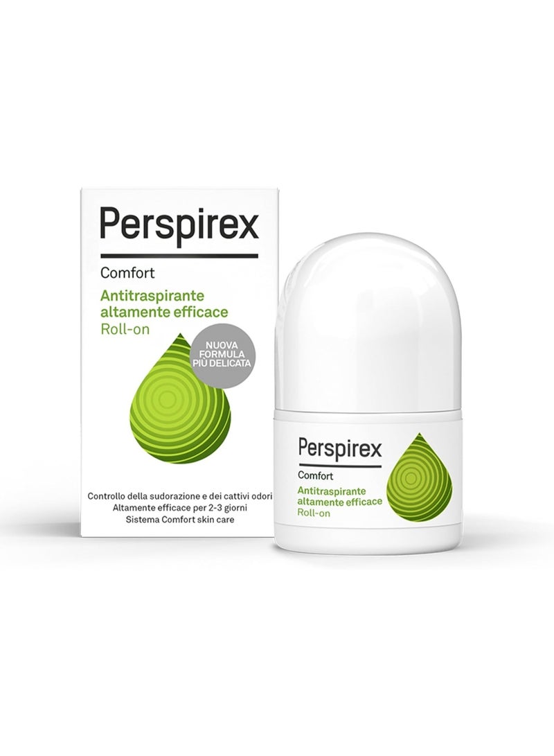 Perspirex Comfort Antiperspirant Roll-On 20ml, Extra Effective Sweat & Odor Protection, Fragrance-Free Water-Based Deodorant for Underarms