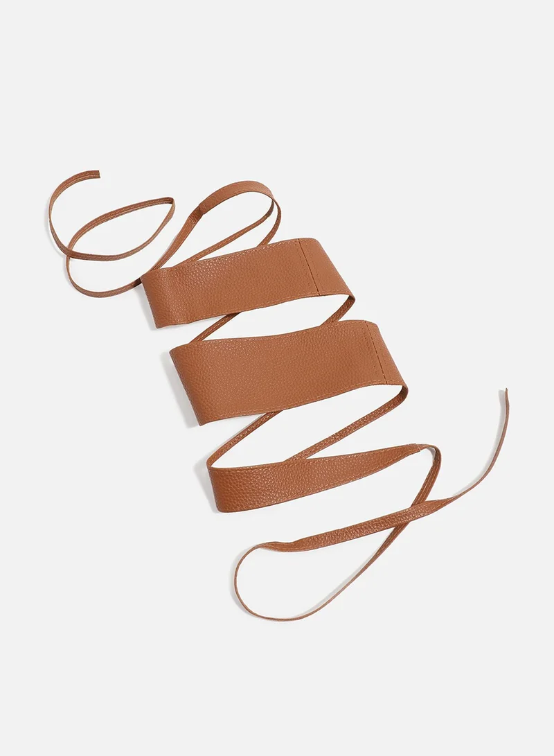 Haute Sauce  Tan Solid Waist Belt for Women | Best Price UAE