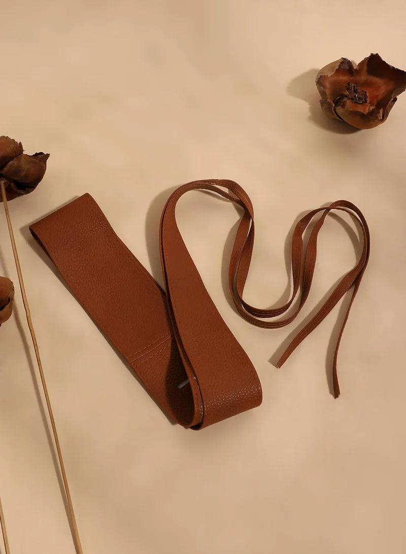 Haute Sauce  Tan Solid Waist Belt for Women | Best Price UAE