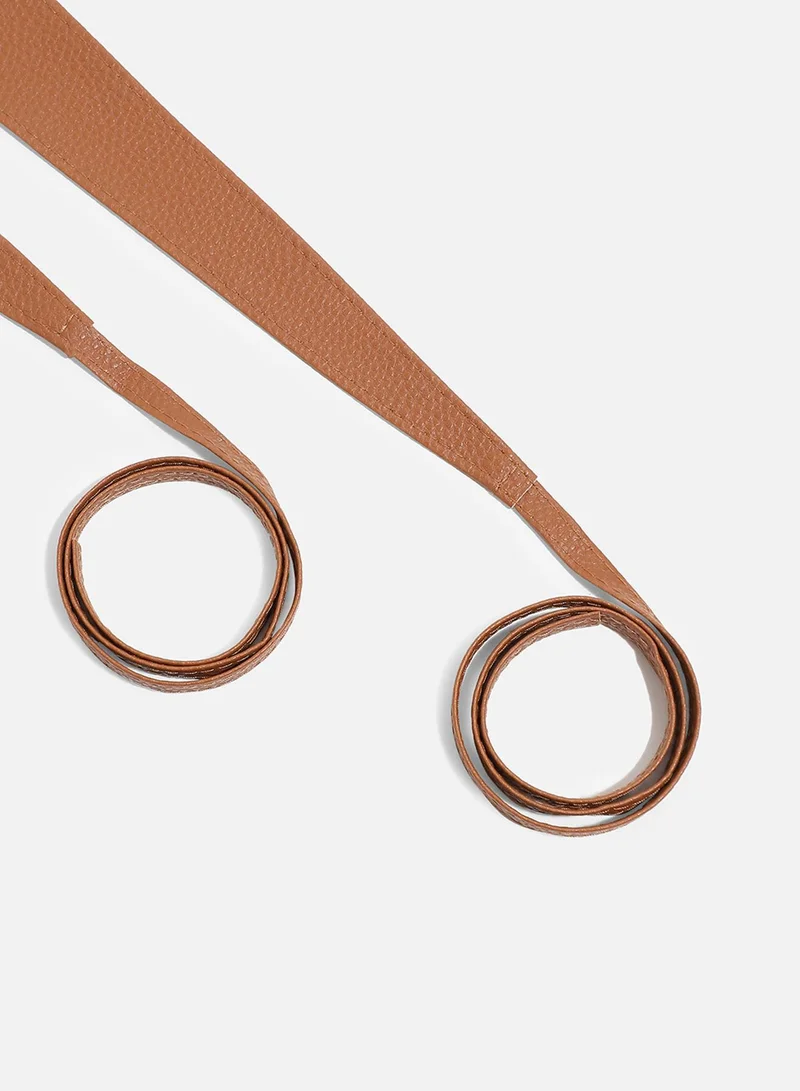 Haute Sauce  Tan Solid Waist Belt for Women | Best Price UAE