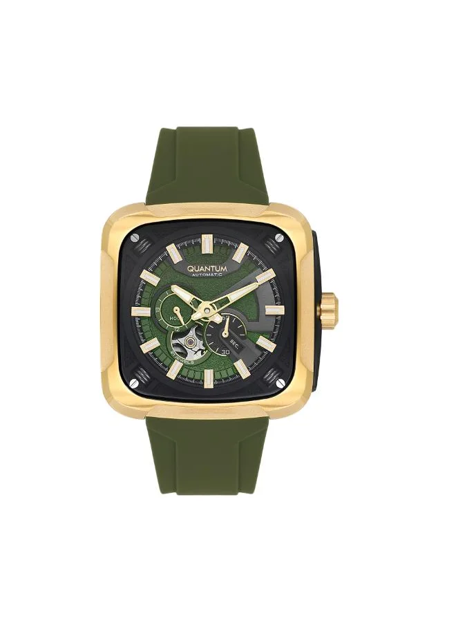 كوانتوم QUANTUM QMG1135.175 Men's Automatic Display Watch & Silicone Strap Dark Green
