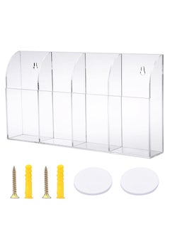 Excefore Wall Mount Remote Control Holder, Wall Mount Phone Holder, Clear Acrylic Media Organizer Storage Box, for Bedroom Kitchen Bathroom, Three Compartments  - Image 1