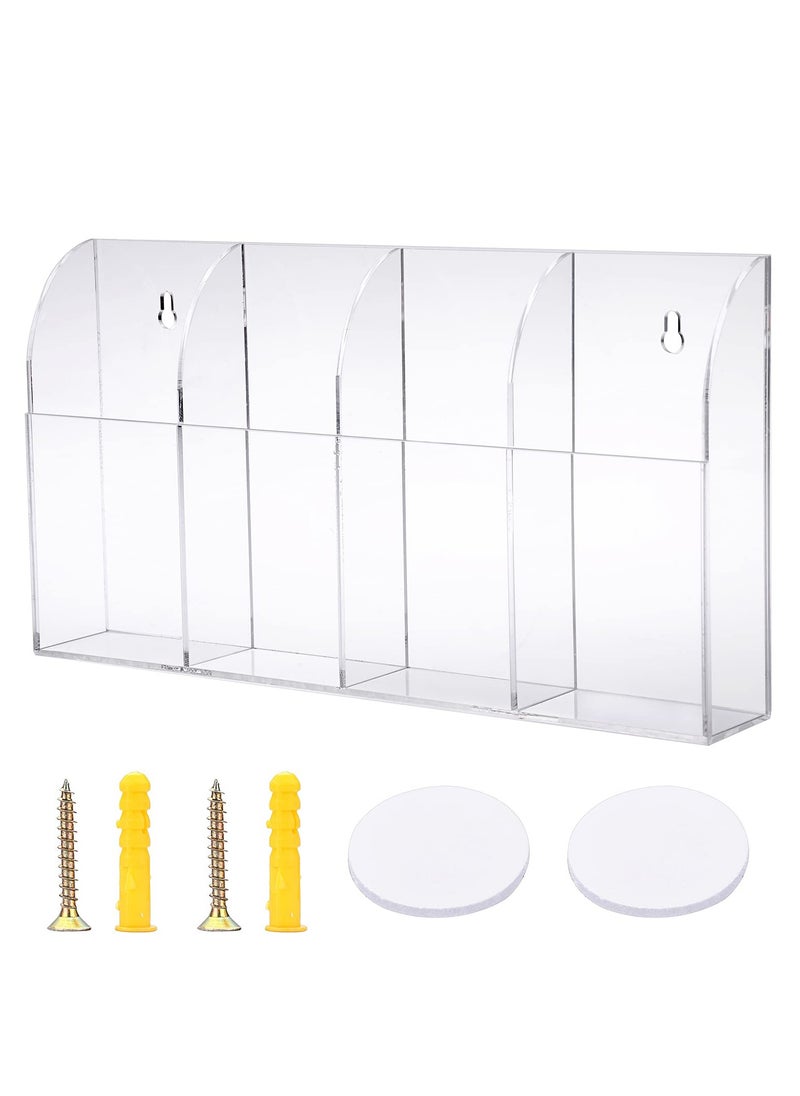 Excefore Wall Mount Remote Control Holder, Wall Mount Phone Holder, Clear Acrylic Media Organizer Storage Box, for Bedroom Kitchen Bathroom, Three Compartments  - Image 1