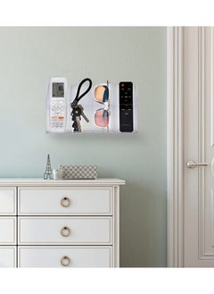 Excefore Wall Mount Remote Control Holder, Wall Mount Phone Holder, Clear Acrylic Media Organizer Storage Box, for Bedroom Kitchen Bathroom, Three Compartments  - Image 3