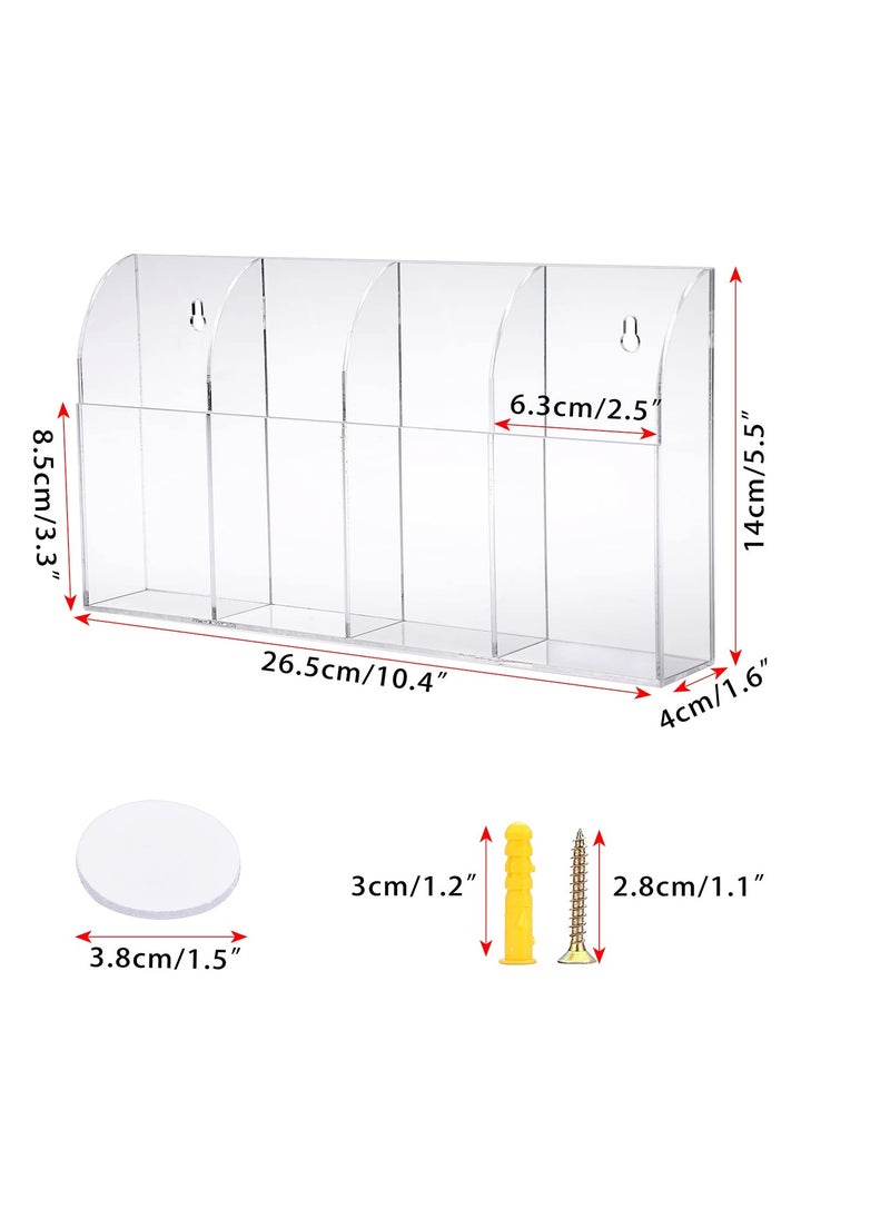 Excefore - Wall Mount Remote Control Holder, Wall Mount Phone Holder, Clear Acrylic Media Organizer Storage Box, for Bedroom Kitchen Bathroom, Three Compartments - Image 1