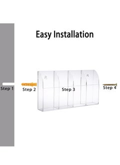 Excefore Wall Mount Remote Control Holder, Wall Mount Phone Holder, Clear Acrylic Media Organizer Storage Box, for Bedroom Kitchen Bathroom, Three Compartments  - Image 4