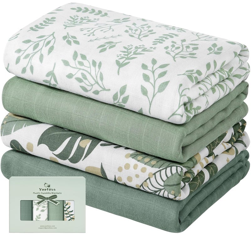Yoofoss Muslin Swaddle Blankets, Organic Baby Blankets, 47 x 47 Inches Receiving Blanket for Baby Boys and Girls, Baby Essentials for Newborns Soft Breathable - Image 1
