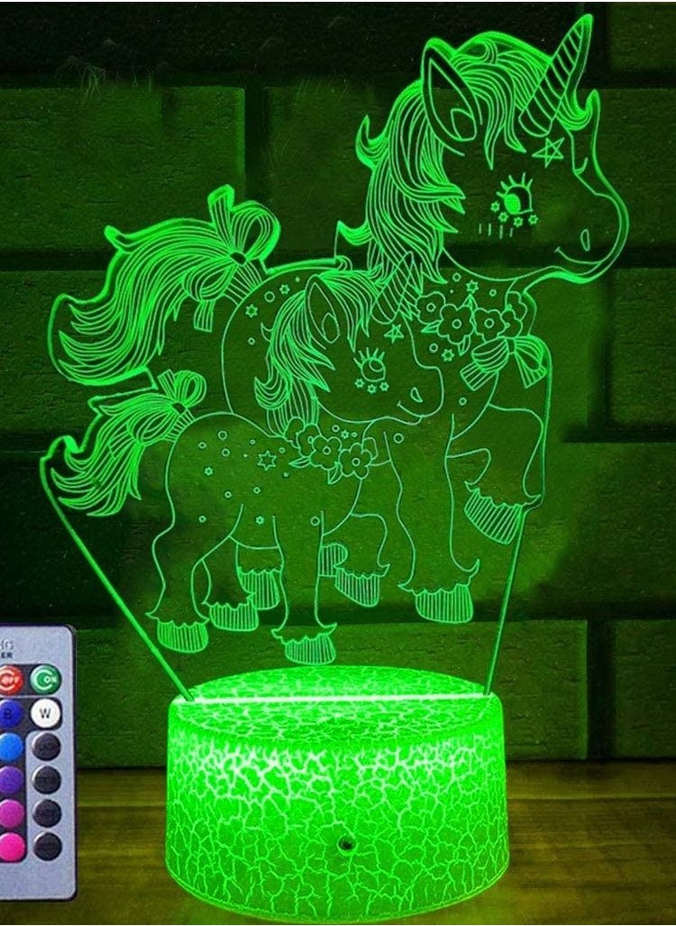 althiqahkey 3D Unicorn Multicolor Night Light for Girls  Unicorn Toys Night lamp 16 Colors Bedside Lamp Touch&Remote Control Birthday Gifts for 2 3 4 5 6 7/16 8 Year Old Girl and Unicorn Fans  - Image 4